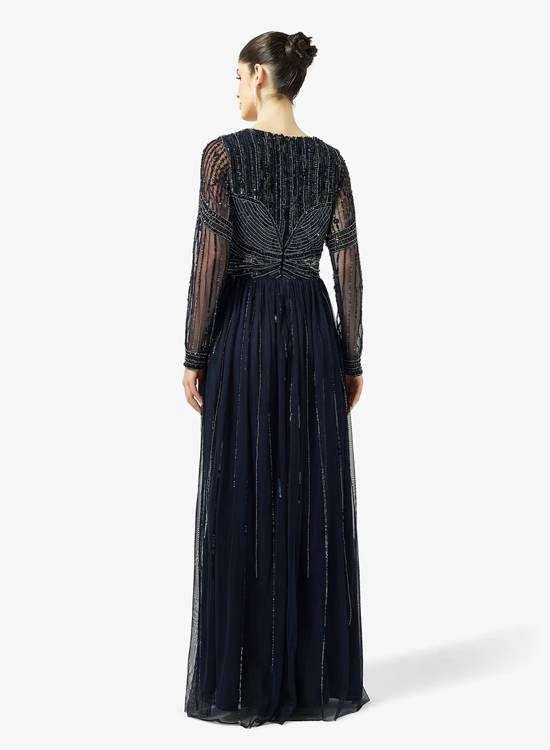 Namshi x  Sweetheart Neckline Bead Embellished Evening Gown for Women | Best Price UAE